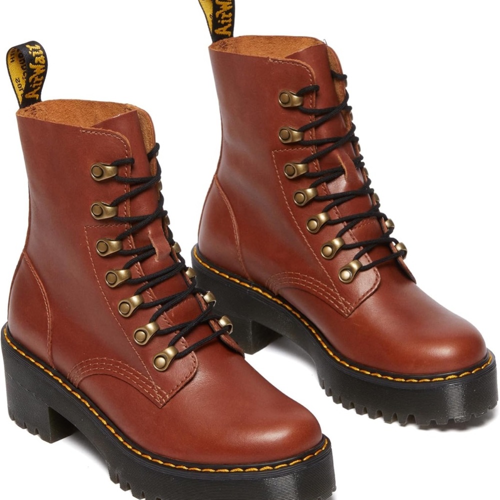 Dr. Martens Women's Leona Leather Heeled Boot Fashion